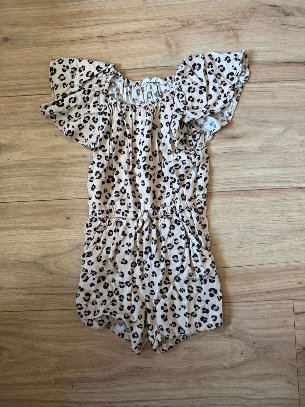 H&M Beige and Black Leopard-Print Girls Romper